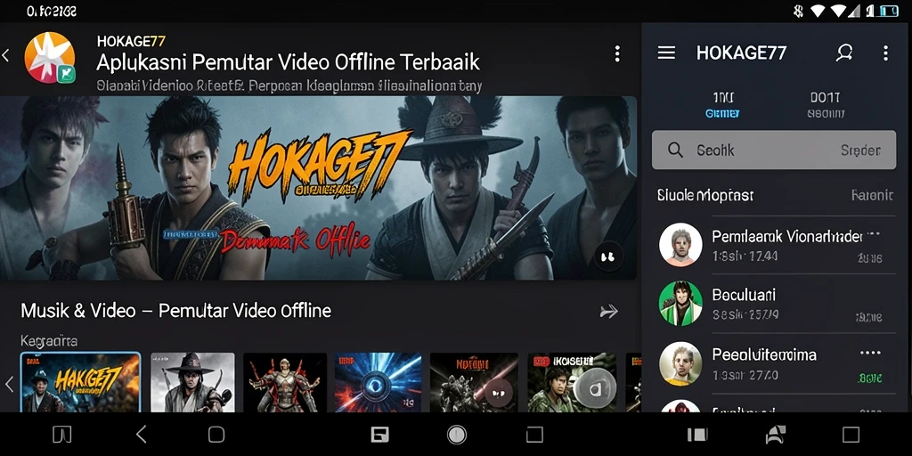 Tampilan antarmuka HOKAGE77 yang sederhana dan fungsional untuk Pemutar Video Offline.