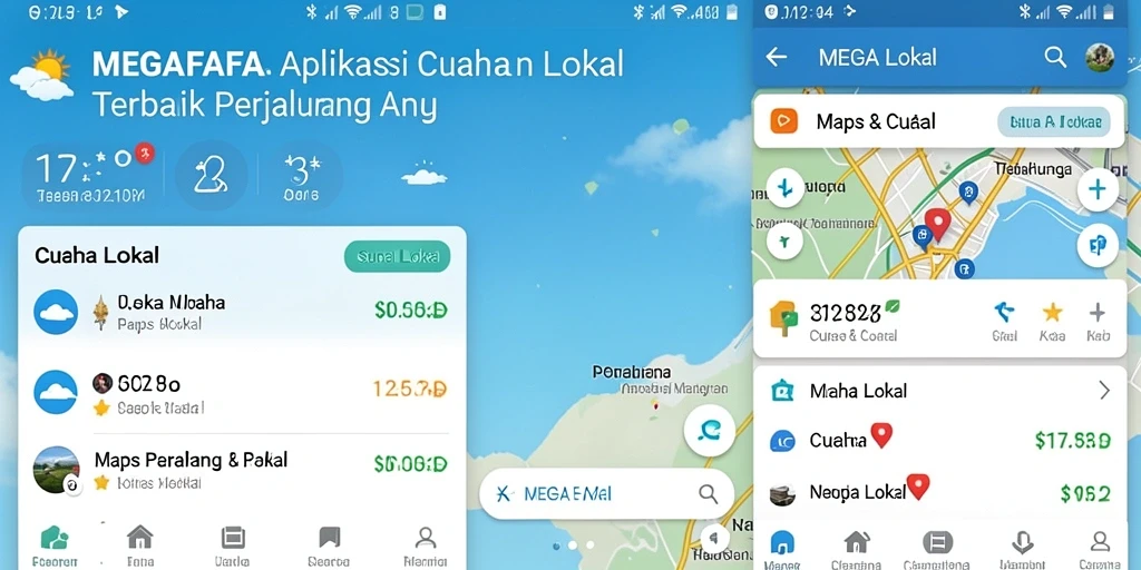 Antarmuka MEGAFAFA menunjukkan ramalan cuaca lokal yang akurat dan informatif.