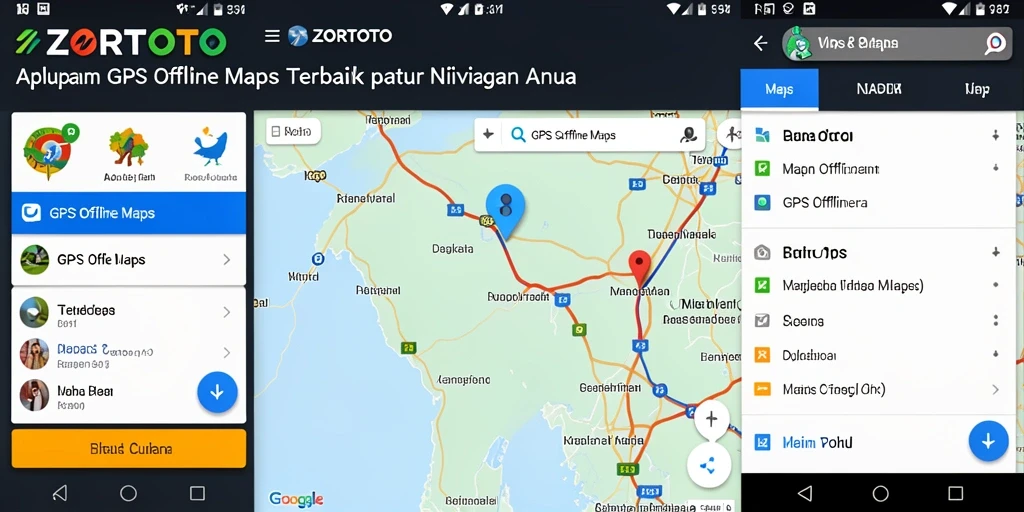 Tampilan antarmuka ZORTOTO dengan peta offline yang jelas dan navigasi intuitif.