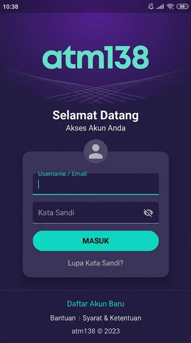 Tampilan halaman login atm138